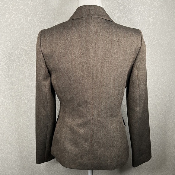 Jones Studio Brown Micro Chevron Print Three Button Blazer Size 4 - Picture 4 of 6